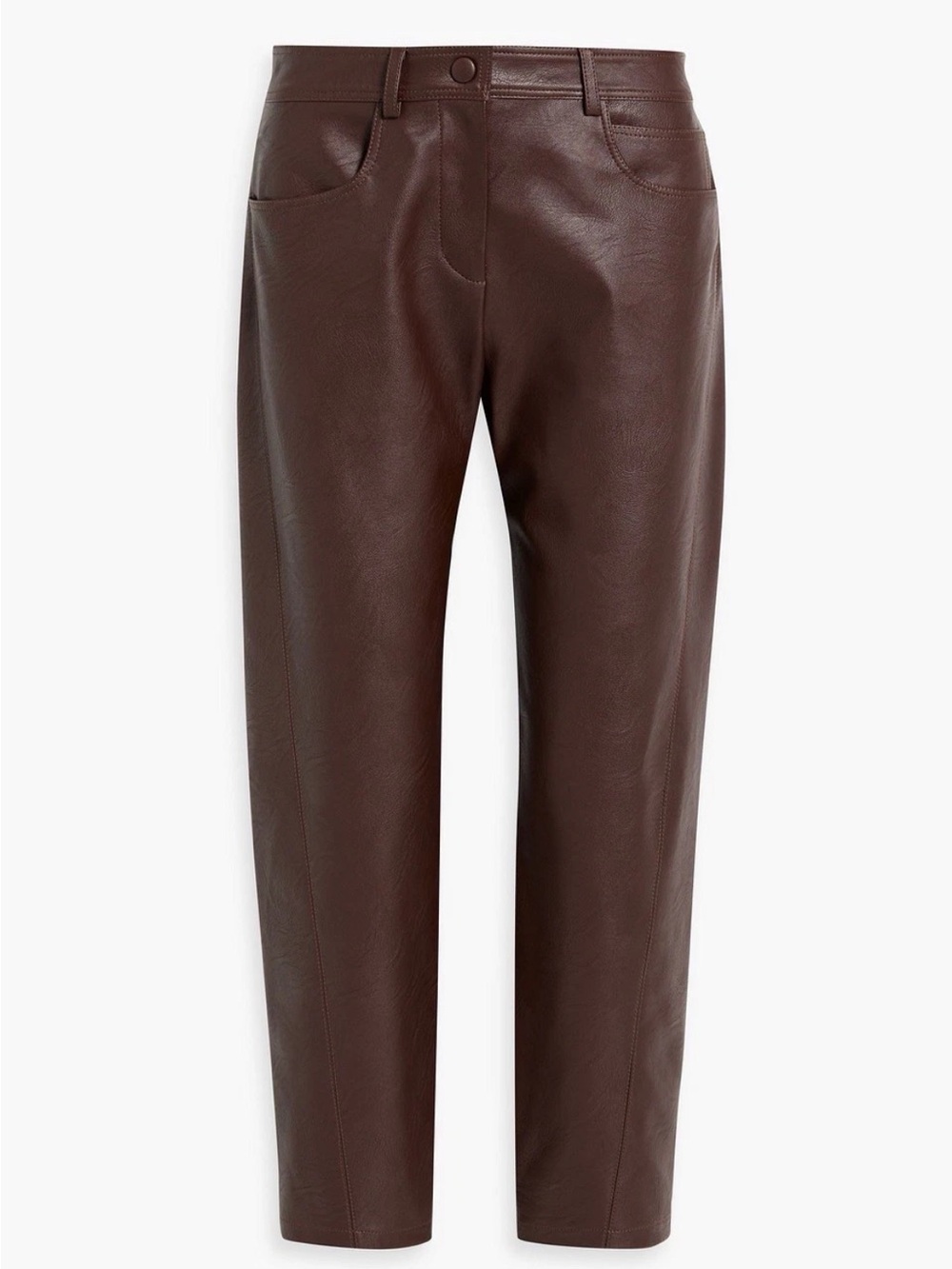 Stella McCartney Vegan Leather Straight-Leg Ankle Trousers Pants Size 44 IT